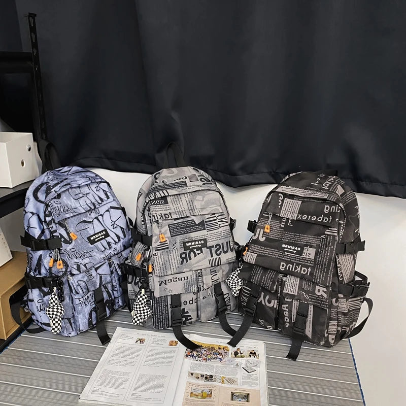 Waterproof Geometric School Backpack for Teens, Large Capacity Travel Bag