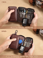 Vintage Leather Key Wallet Keychain Zipper Key Case Bag