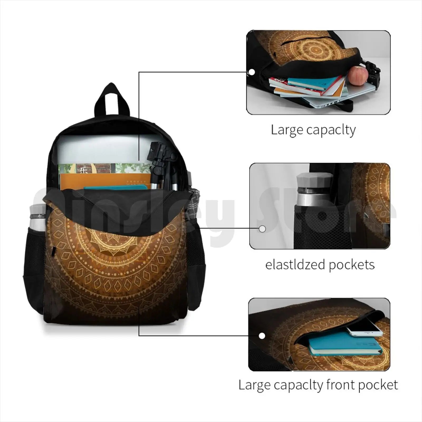 Outdoor Hiking Backpack Climbing Sports Bag Yoga Mandala Pattern