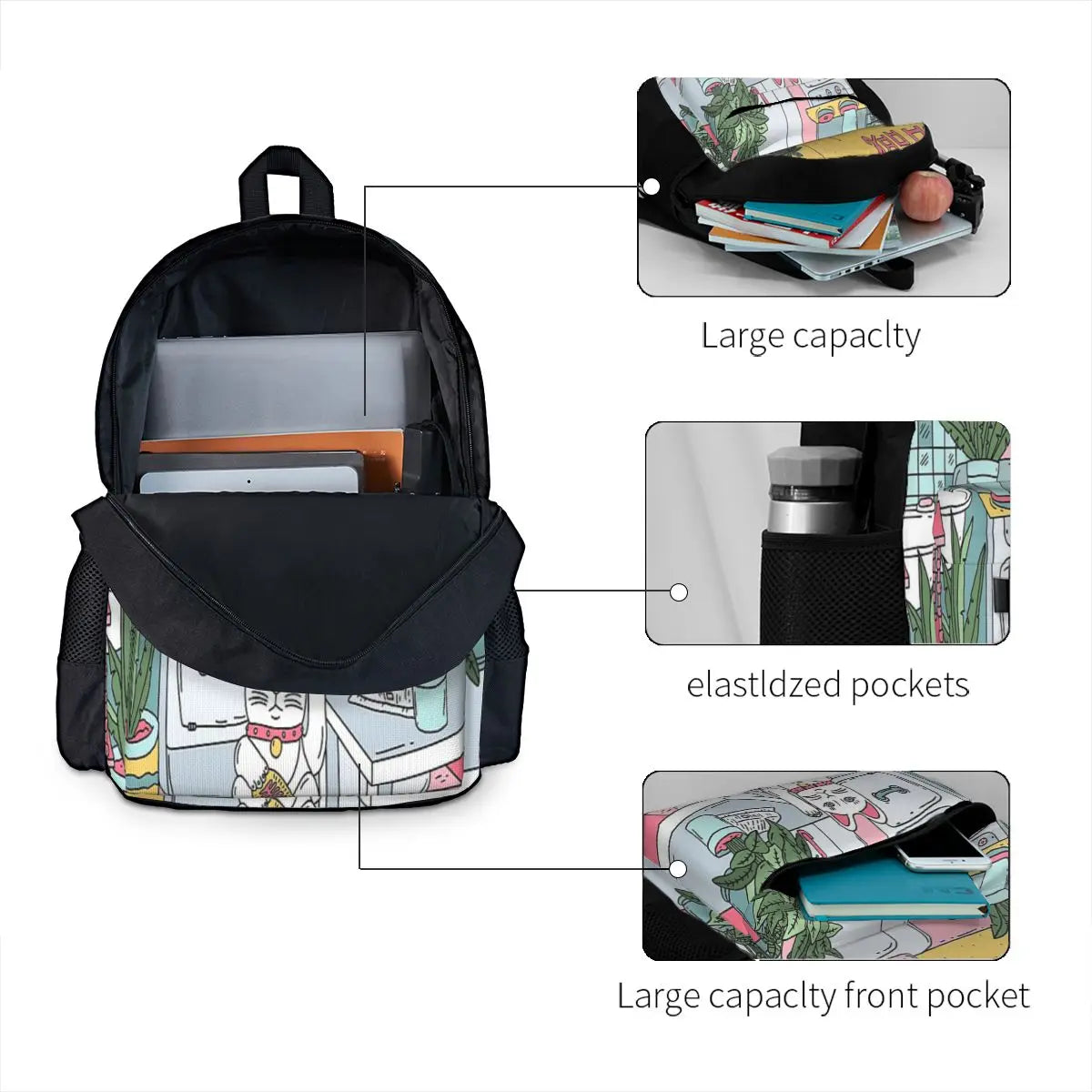 Maneki Plants Backpacks Men Women Travel Child Feminina Backpack