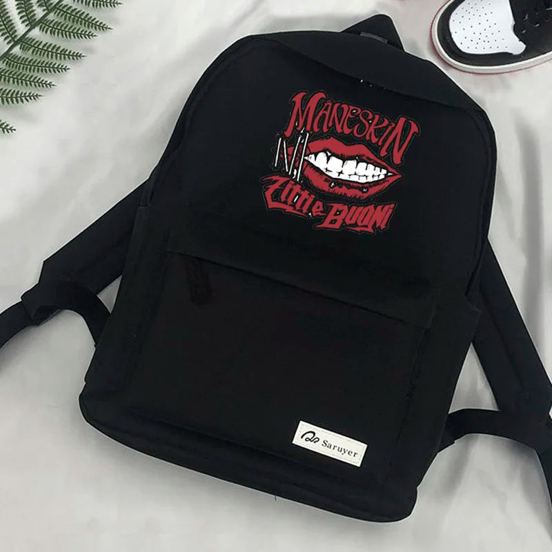 Maneskin Shoulder Travel Laptop Canvas Backpack for Teenagers