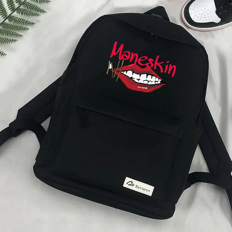 Maneskin Shoulder Travel Laptop Canvas Backpack for Teenagers
