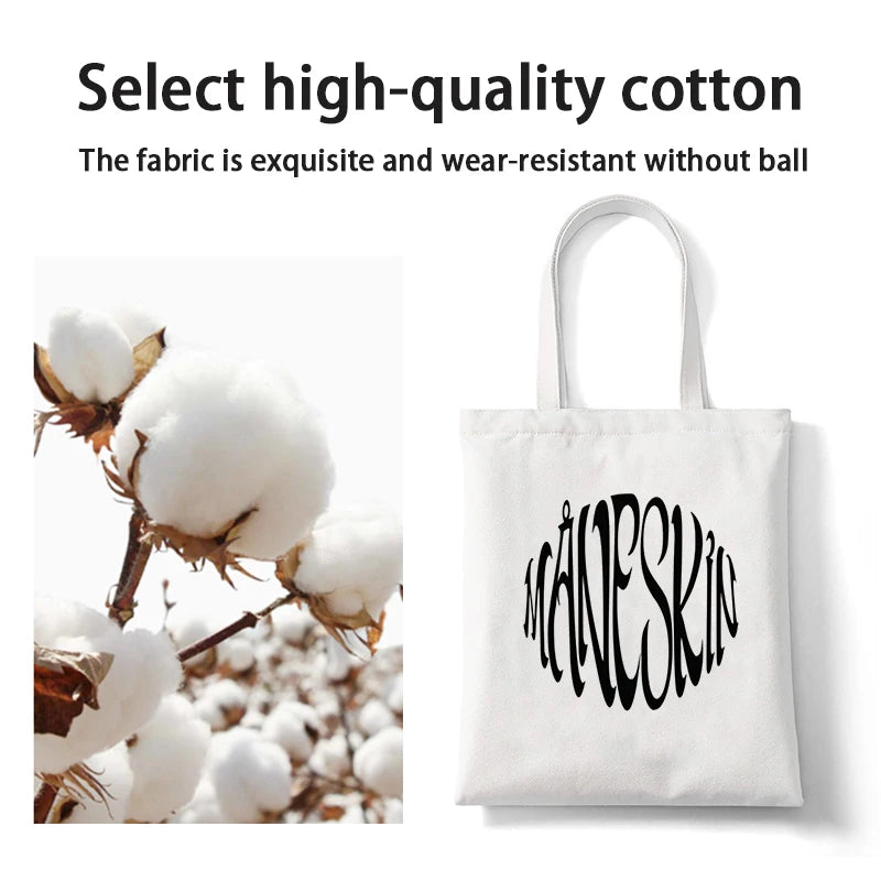 Maneskin Women Canvas Shopper Bag Eco-friendly Tote Handbag