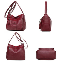 Soft Leather Crossbody Bag for Women with Multiple Pockets