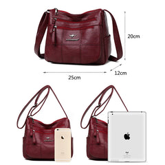 Soft Leather Crossbody Bag for Women with Multiple Pockets