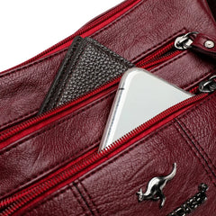 Soft Leather Crossbody Bag for Women with Multiple Pockets