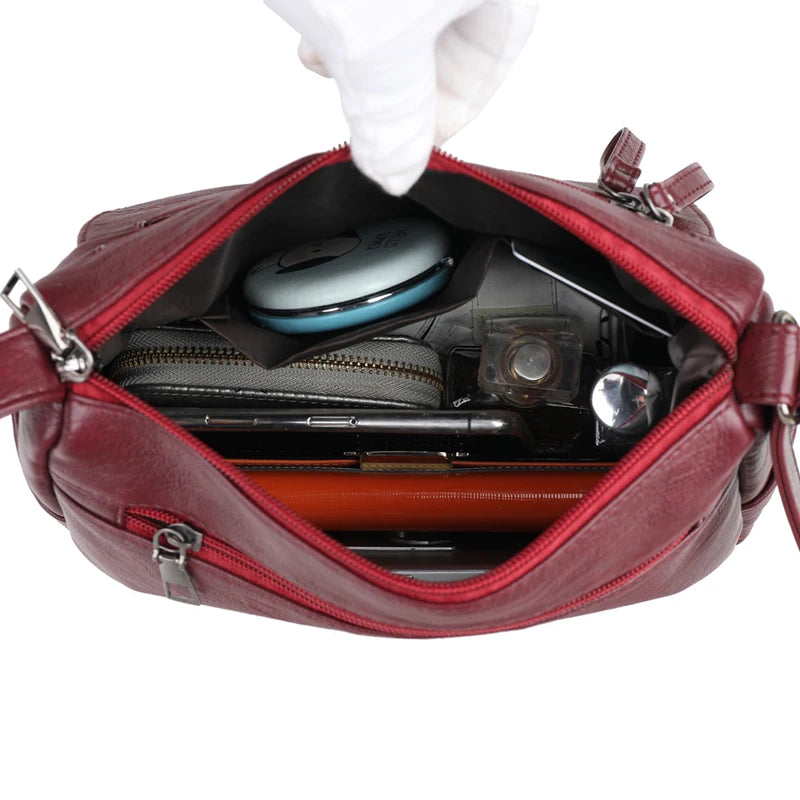 Soft Leather Crossbody Bag for Women with Multiple Pockets