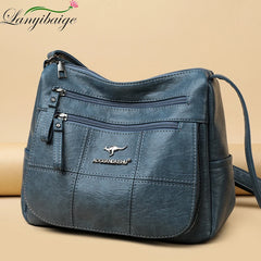 Soft Leather Crossbody Bag for Women with Multiple Pockets