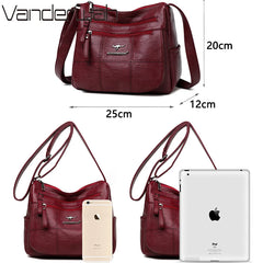 Women's Leather Shoulder Crossbody Bag Winter Style Messenger Handbag