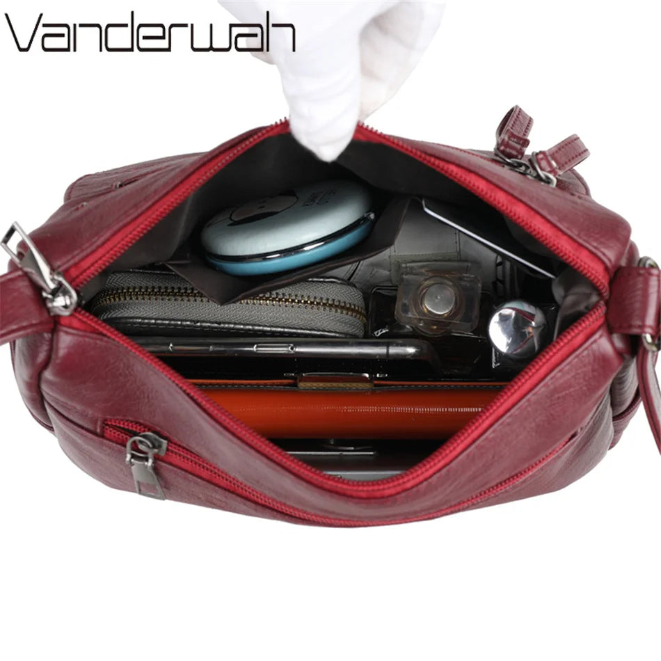 Women's Leather Shoulder Crossbody Bag Winter Style Messenger Handbag