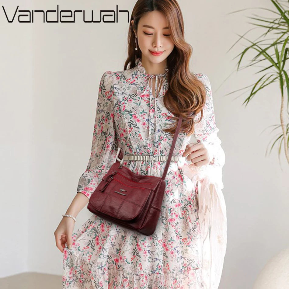 Women's Leather Shoulder Crossbody Bag Winter Style Messenger Handbag