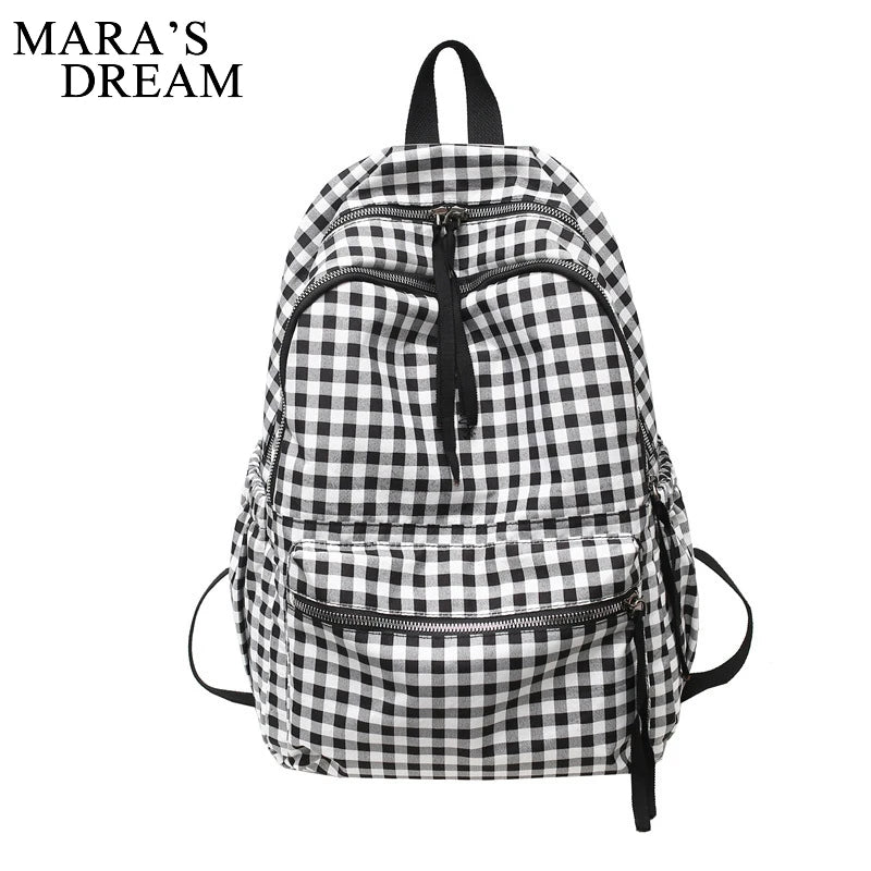 Mara's Dream Backpack Women Nylon Plaid Computer Bag Student