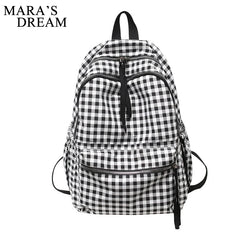 Mara's Dream Backpack Women Nylon Plaid Computer Bag Student