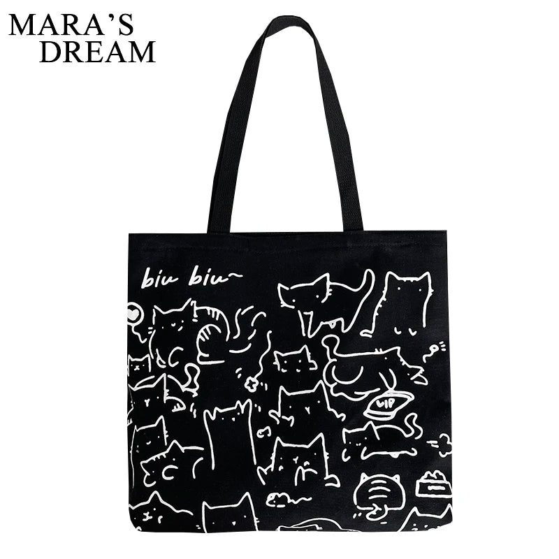 Mara's Dream Canvas Cat Handbag Tote Bag Eco Shoulder Bag