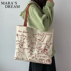 Mara's Dream Canvas Cat Handbag Tote Bag Eco Shoulder Bag