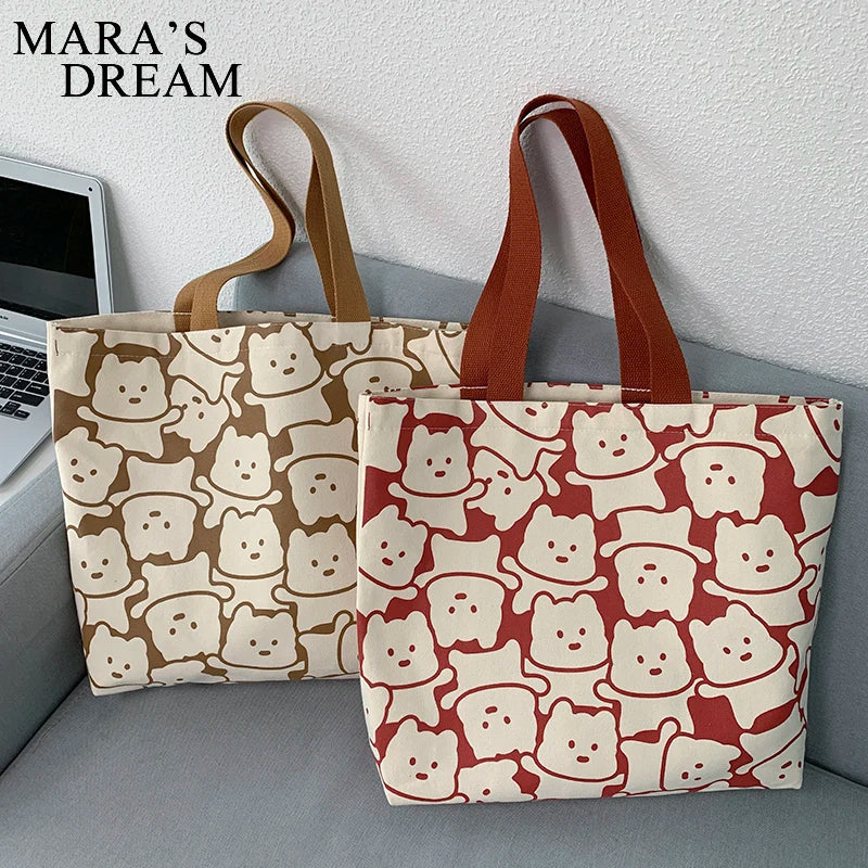 Mara's Dream Canvas Bear Tote Bag Eco Shoulder Bag
