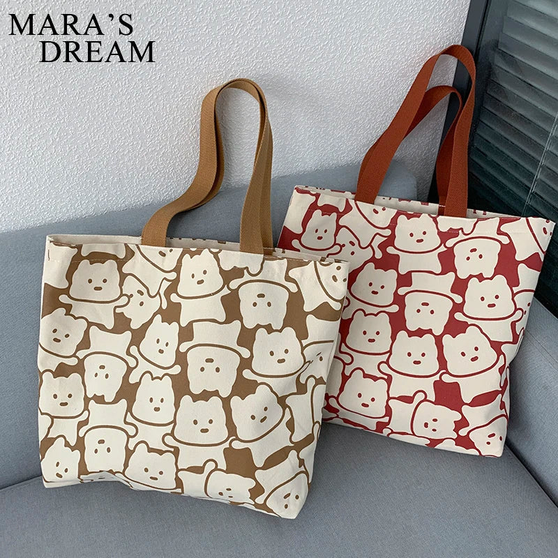 Mara's Dream Canvas Bear Tote Bag Eco Shoulder Bag