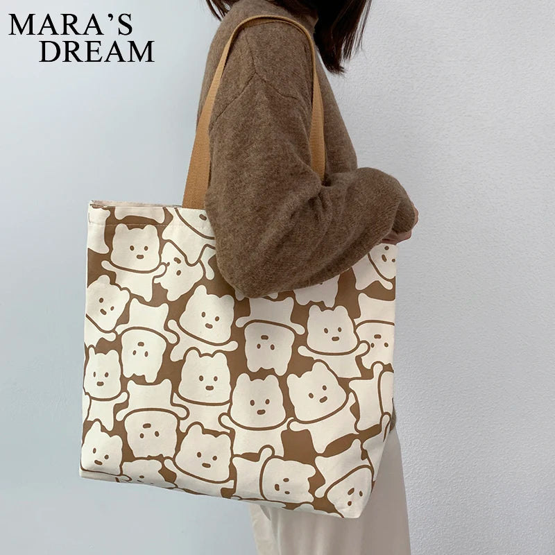 Mara's Dream Canvas Bear Tote Bag Eco Shoulder Bag
