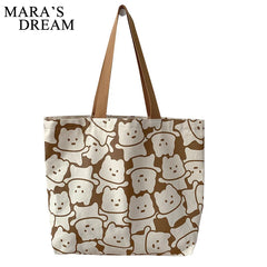 Mara's Dream Canvas Bear Tote Bag Eco Shoulder Bag