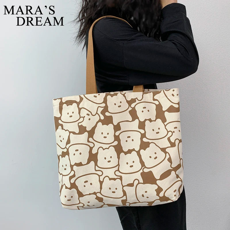 Mara's Dream Canvas Bear Tote Bag Eco Shoulder Bag