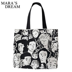 Mara's Dream Cartoon Painting Tote Shopping Bags Large Canvas Shoulder Bags