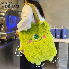 Mara's Dream Little Monster Plush Shoulder Bag Soft Faux Fur Ladies Shoppi