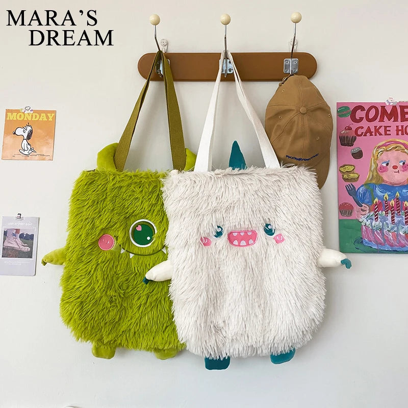 Mara's Dream Little Monster Plush Shoulder Bag Soft Faux Fur Ladies Shoppi