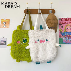 Mara's Dream Little Monster Plush Shoulder Bag Soft Faux Fur Ladies Shoppi