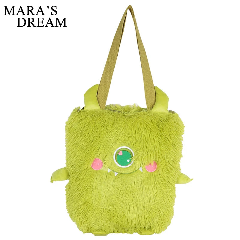 Mara's Dream Little Monster Plush Shoulder Bag Soft Faux Fur Ladies Shoppi