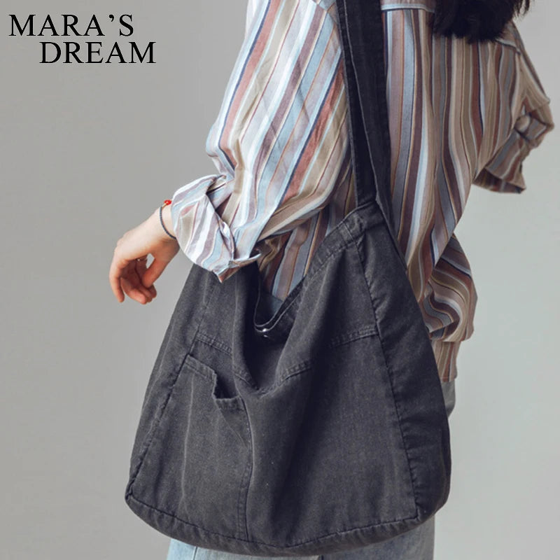 Mara's Dream Denim Messenger Bag - Unisex Casual Shoulder Bag