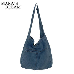 Mara's Dream Denim Messenger Bag - Unisex Casual Shoulder Bag