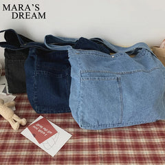 Mara's Dream Denim Messenger Bag - Unisex Casual Shoulder Bag