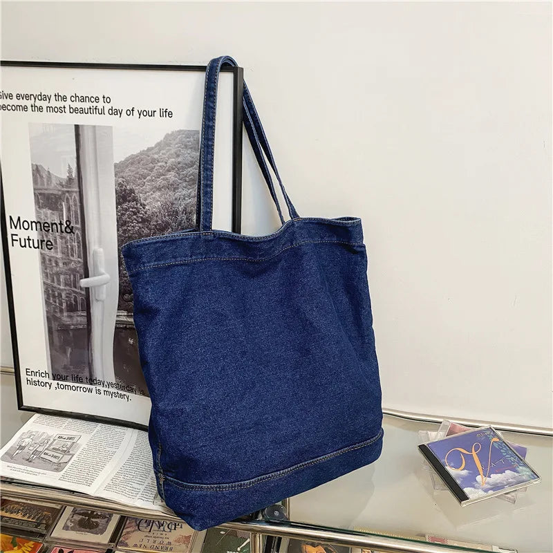 Mara's Denim Shoulder Bag Large Capacity for Women - Travel Casual Handbag