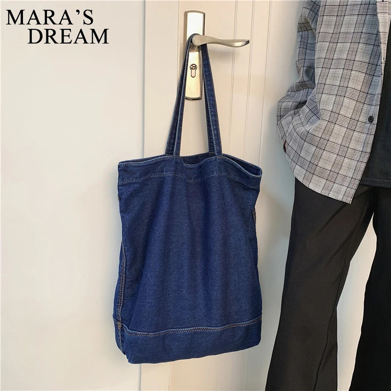 Mara's Denim Shoulder Bag Large Capacity for Women - Travel Casual Handbag