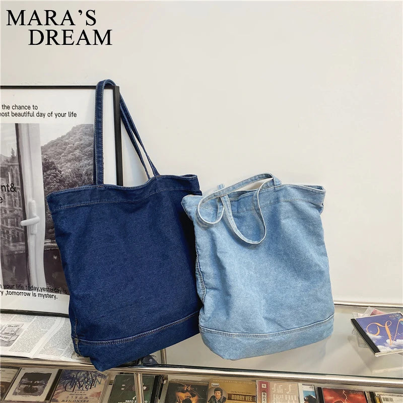 Mara's Denim Shoulder Bag Large Capacity for Women - Travel Casual Handbag