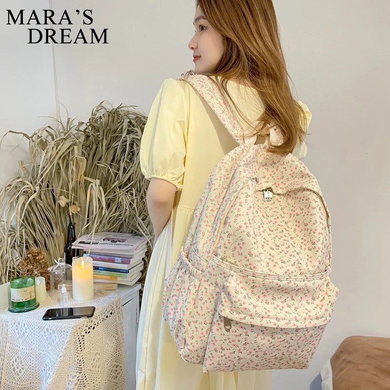 Mara's Dream Floral Backpack Schoolbag Girls Student Waterproof Teenager Travel