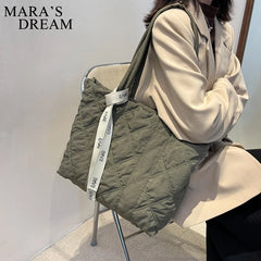 Mara's Dream Winter Large Shoulder Bags For Women's Bag Lingge Cotton Jacket Sho