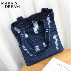 Mara's Dream Women Denim Bag Large Capacity Cowboy Handbag Durable Eco-Friendly
