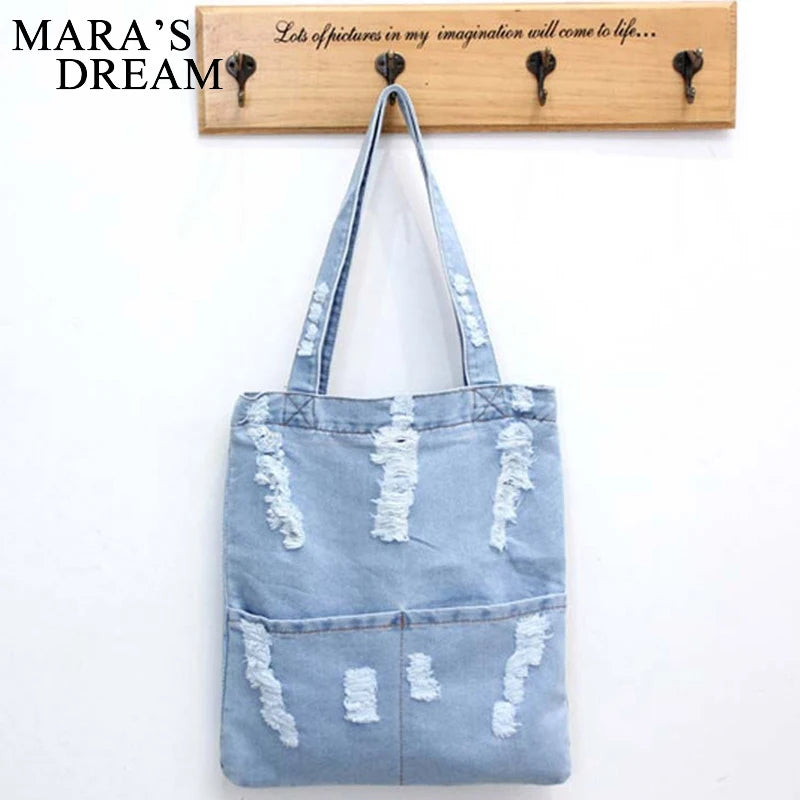 Mara's Dream Women Denim Bag Large Capacity Cowboy Handbag Durable Eco-Friendly