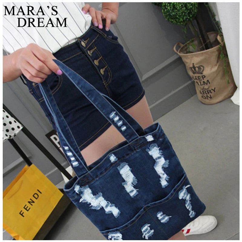 Mara's Dream Women Denim Bag Large Capacity Cowboy Handbag Durable Eco-Friendly