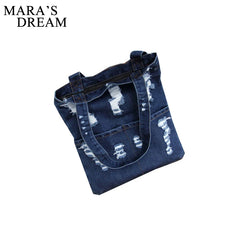 Mara's Dream Women Denim Bag Large Capacity Cowboy Handbag Durable Eco-Friendly