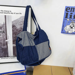 Mara's Dream Denim Top-Handle Tote Bag Women Casual Soft Shoulder Bag