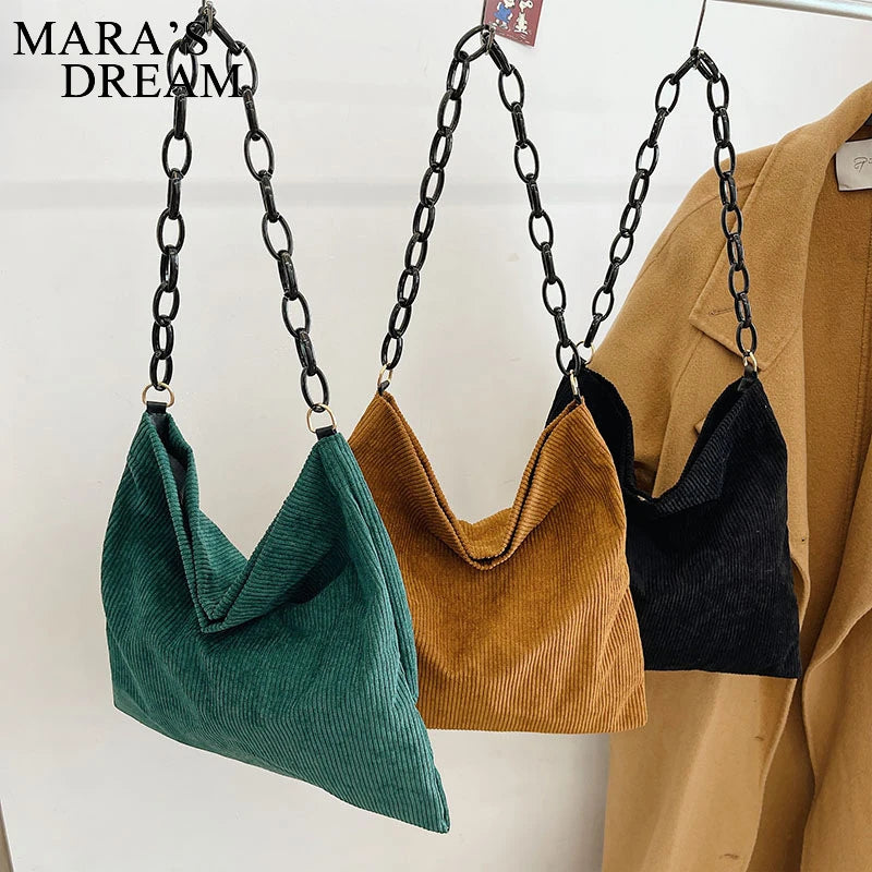Mara's Dream Women Striped Corduroy Crossbody & Shoulder Bag