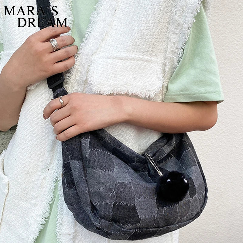 Mara's Dream Denim Shoulder Bag Canvas Unisex Handbag