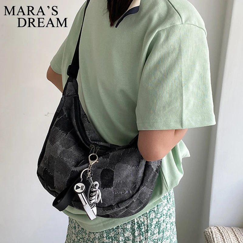 Mara's Dream Denim Shoulder Bag Canvas Unisex Handbag