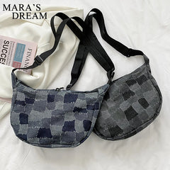 Mara's Dream Denim Shoulder Bag Canvas Unisex Handbag
