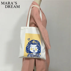 Mara's Dream Duck Canvas Tote Bag Shoulder Handbag For Women Girl Shopping Bags