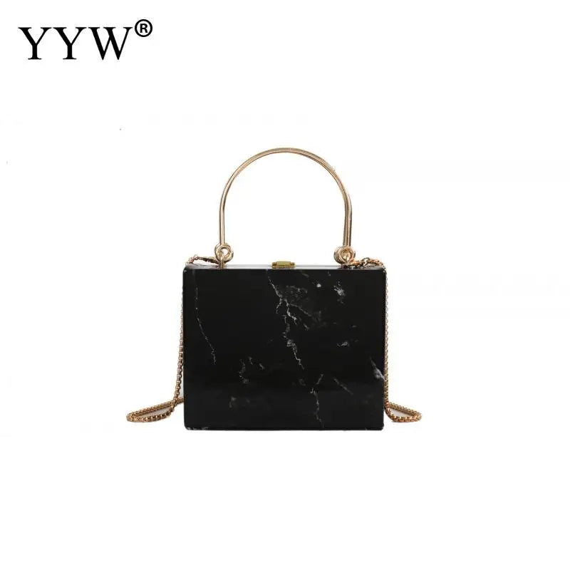 Marbling PVC Box Evening Bag Women Clutch Party Dress Purse