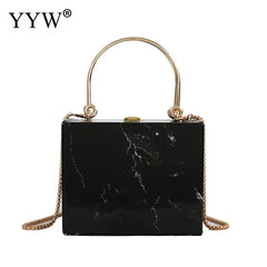 Marbling PVC Box Evening Bag Women Clutch Party Dress Purse