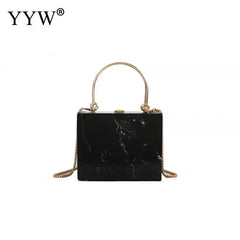 Marbling PVC Box Evening Bag Women Clutch Party Dress Purse